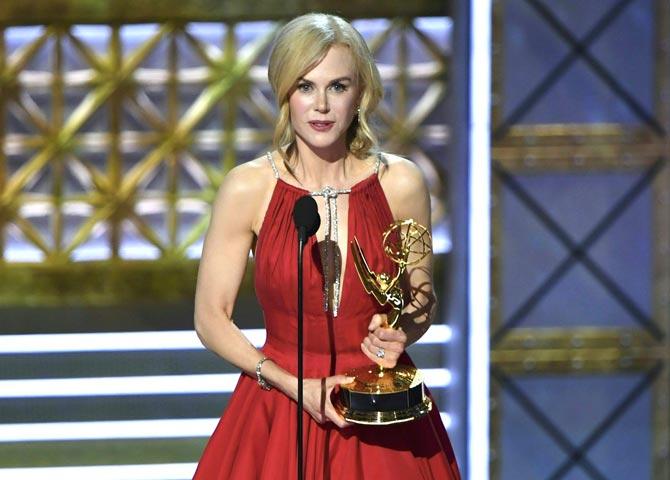 Nicole Kidman accepts the award for Outstanding Lead Actress in a Limited Series or Movie for 