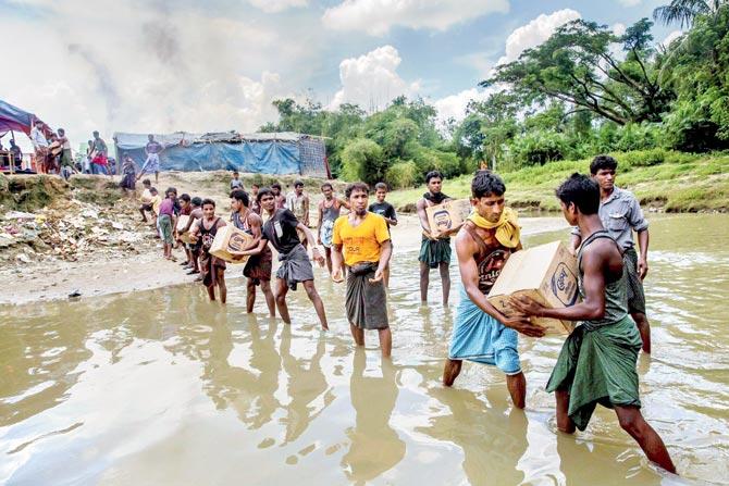 Over 4 lakh Rohingya Muslims have fled the violence in Myanmar to Bangladesh, according to UN. Pic/AP