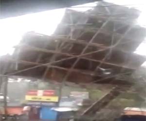 Watch: Durga Puja pandal's gateway collapsed due to storm winds