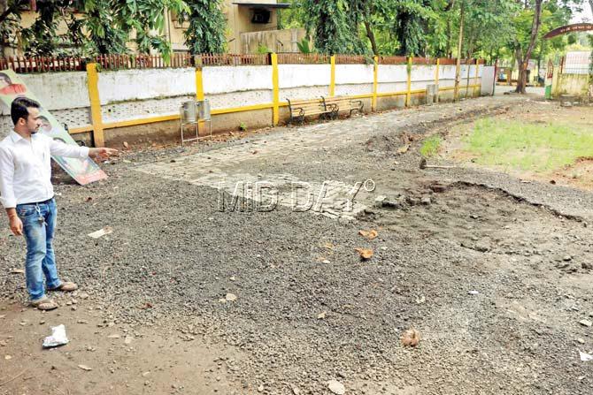 The messed up condition of the ground in Mulund East. Pics/Rajesh Gupta