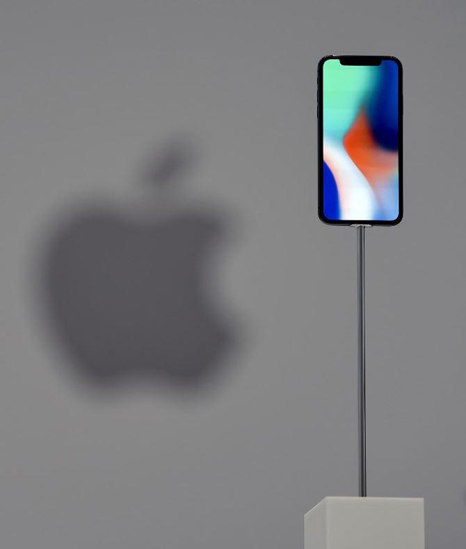 An iPhone X is seen on display during a media event at Apple