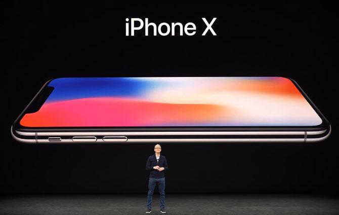 Apple CEO Tim Cook speaks about the new iPhone X during a media event at Apple