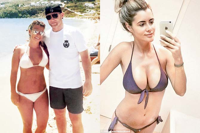 Wayne Rooney with wife Coleen during an international holiday recently; (Right) Helen Wood