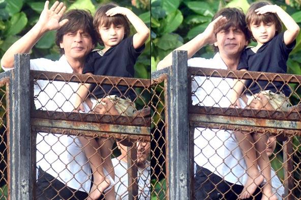 Photos: Shah Rukh Khan and AbRam wish the fans Eid Mubarak