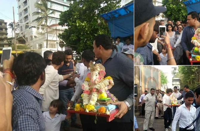 Watch: Shah Rukh Khan bids adieu to Lord Ganesha with kids AbRam and Suhana sans Aryan