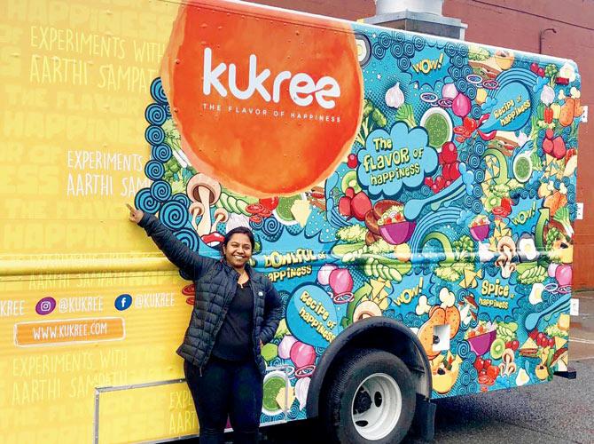 Aarthi Sampath with her food truck on the streets of Seattle