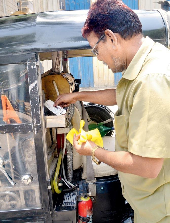 Pawar also has first-aid box and fire extinguisher. Pics/Shrikant Khuperkar