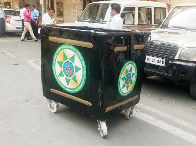 One of the collection containers put up by the civic body