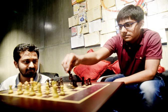 Bhavya Gohil and Aatur Mehta have co-developed Square Off, where old world chess meets new-age AI. Pics/Sameer Markande