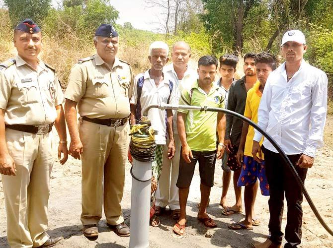 The police dug a borewell that supplies water for the entire village