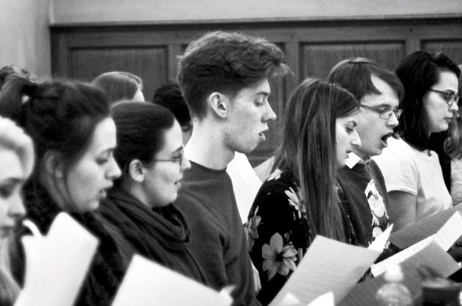 Scenes from rehearsal of the choir