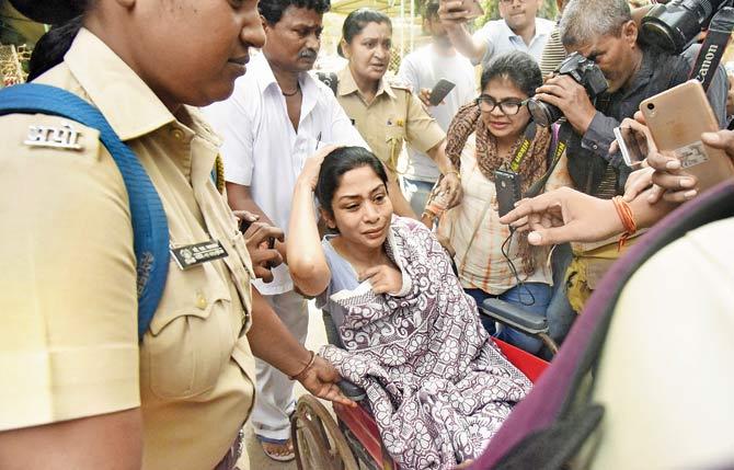 Indrani was discharged around 12.45 pm yesterday. Pic/Sameer Markande