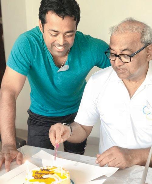 Leander Paes with father Dr Vece Paes