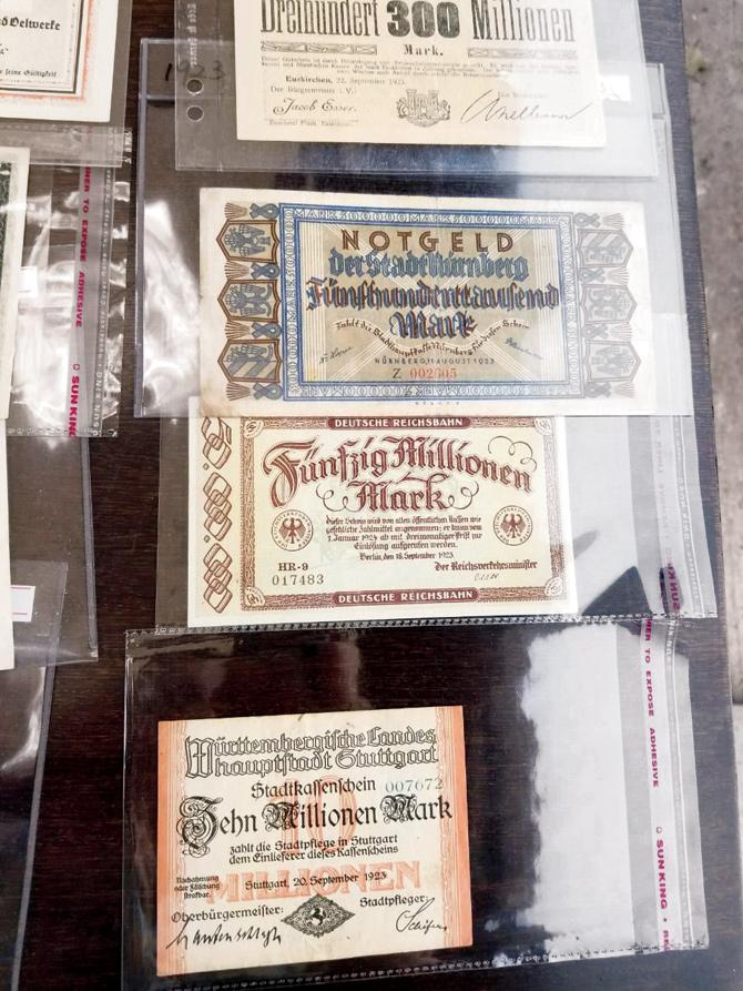 Hyperinflation theme: High denomination notes from Germany