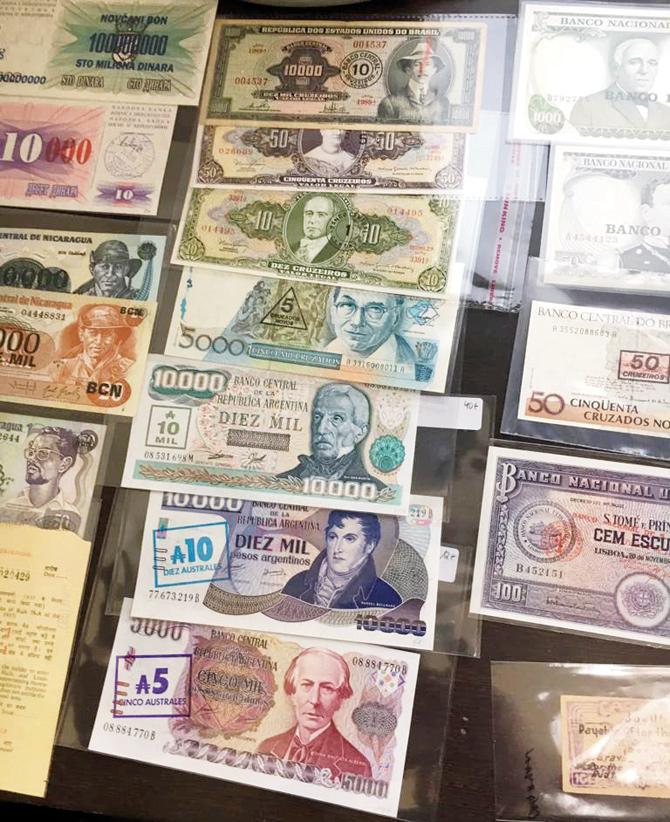 Denominations can be changed by an overprinted stamp, as seen in these deflated currency notes