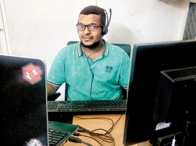 Nitin Sisupalan at his workstation in his Trivandrum home