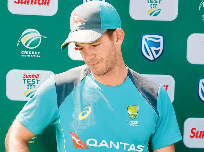 Dejected Oz skipper Tim Paine after losing the fourth Test v SA