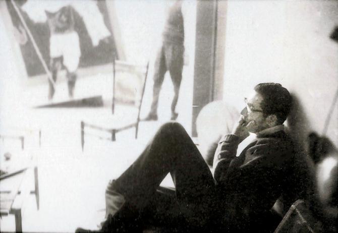 Kumar in his 40s at MF Husain