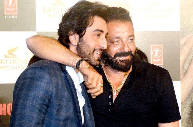 Ranbir Kapoor and Sanjay Dutt. Pic/Sayyed Sameer Abedi