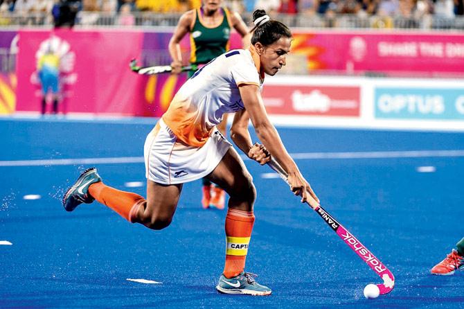 Skipper Rani Rampal during the tie  against South Africa