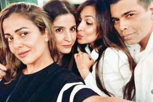 Selfie squeeze! Malaika-Amrita at Karan Johar's birthday bash for Maheep Kapoor