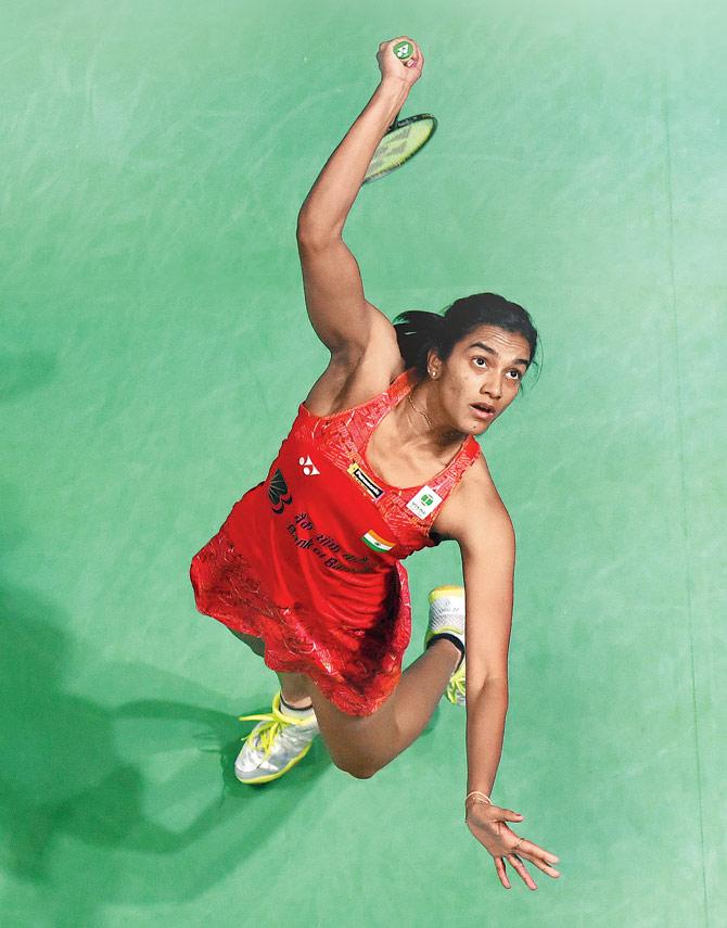 PV Sindhu during her All England Championship semi-final against Japan