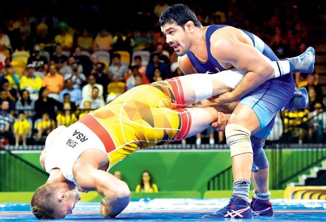 Sushil Kumar wrestles with SA