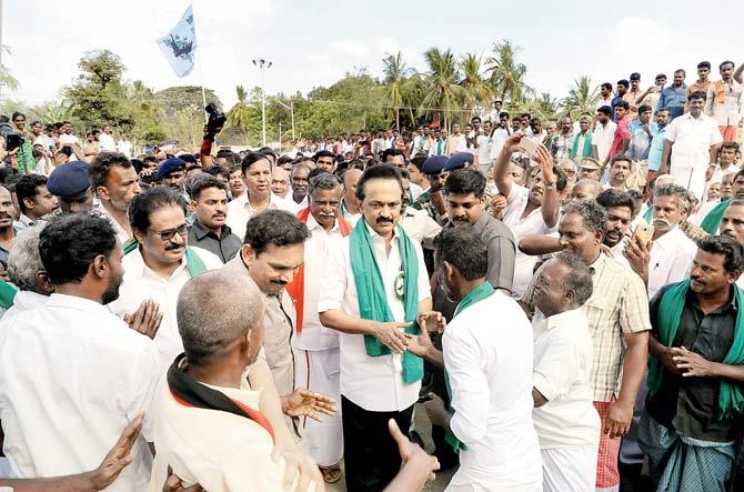 Day 2 of the mega rally along the Cauvery basin, in Tamil Nadu. PIC/PTI