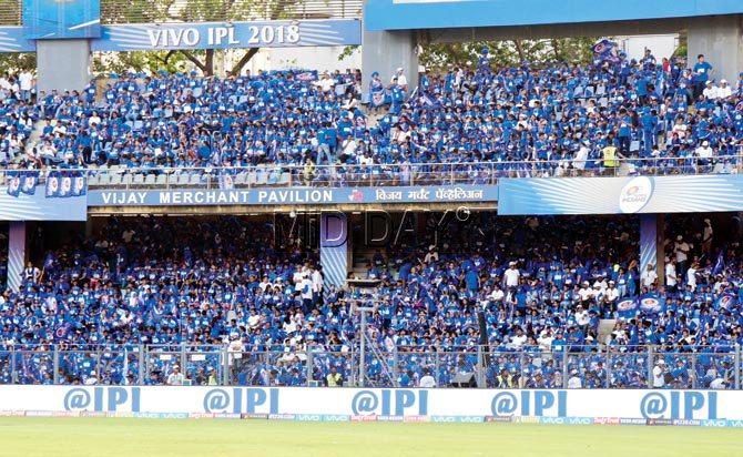 A view of the Vijay Merchant Pavilion during the Mumbai Indians v Delhi Daredevils Indian Premier League match on April 14. Pic/Suresh Karkera