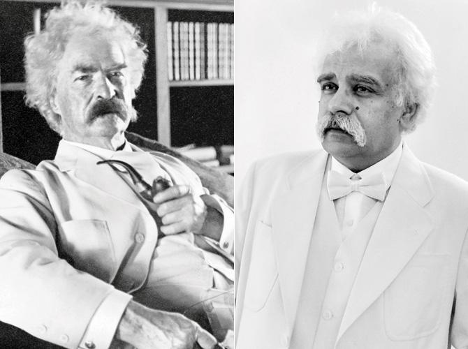 The Padatik and rikh production features Vinay Sharma (right) as Mark Twain (left)