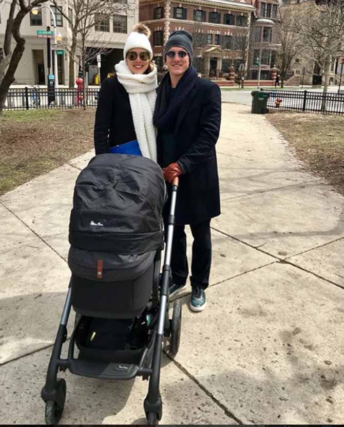 Bastian Schweinsteiger shared a picture with his wife Ana Ivanovic and his baby boy Luka Shweinsteiger in a baby carriage. 