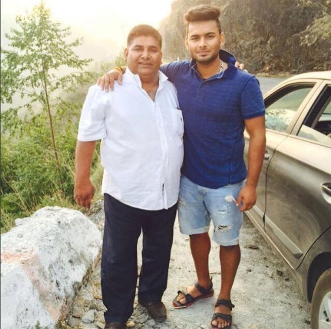 In May 2018, during the Indian Premier League, Rishabh Pant scored an unbeaten 128, which was the highest individual score by an Indian cricketer in a Twenty20 match, surpassing the previous record held by Murali Vijay. KL Rahul went on to break that record at the IPL 2020. In picture: Rishabh Pant with his late father, who passed away in 2017
