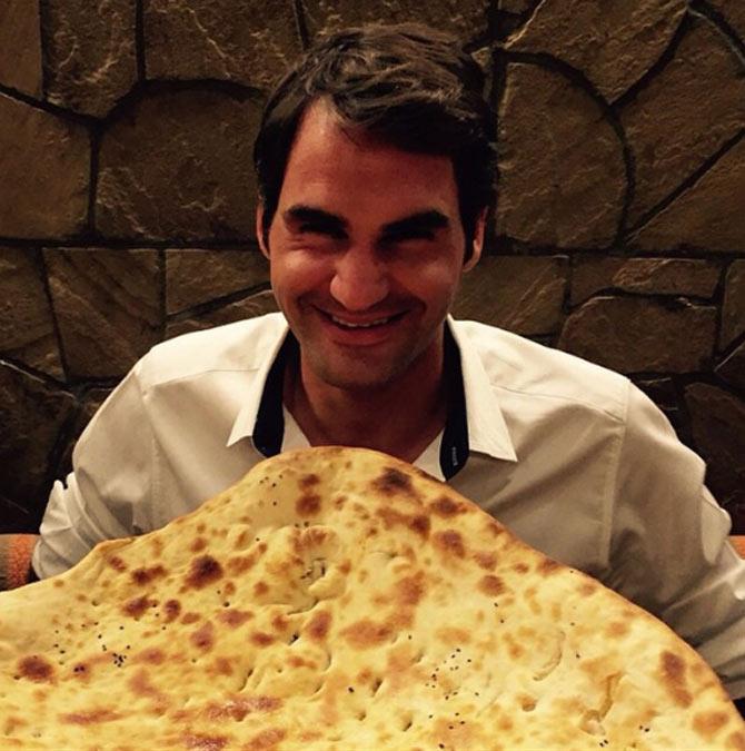 In this post, Roger Federer looks ready to dive into this giant-sized naan! Federer arranged an exhibition involving several top players from the ATP and WTA tour called Rally for Relief. The proceeds went to the victims of the tsunami caused by the 2004 Indian Ocean earthquake. In December 2006, he visited Tamil Nadu, one of the areas in India most affected by the tsunami