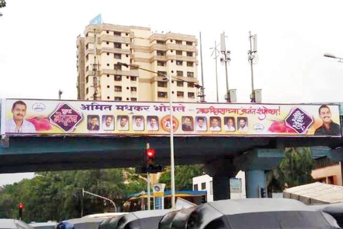 One of the posters put up in Bhandup to wish Bhogle on his birthday. Pics/Rajesh Gupta