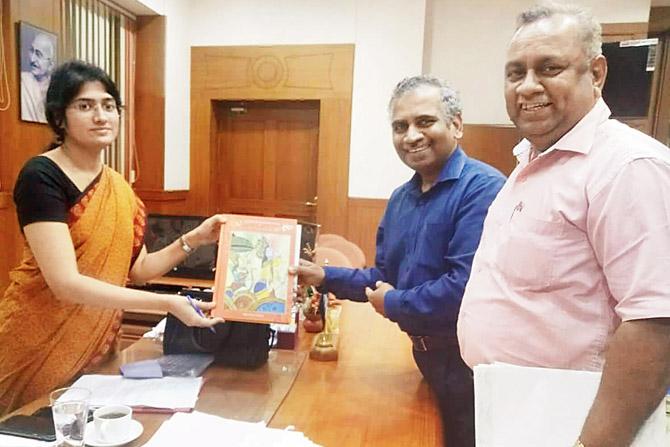 Narayan Iyer, CEO of NGO Indian Development Foundation, with the Thrissur collector, Anupama