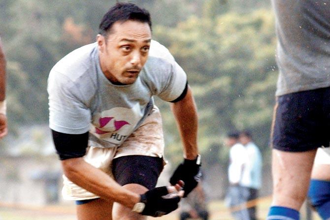 Rahul Bose during a rugby match