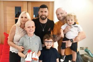 Sergio Aguero meets 10-year-old cancer-stricken Manchester City fan