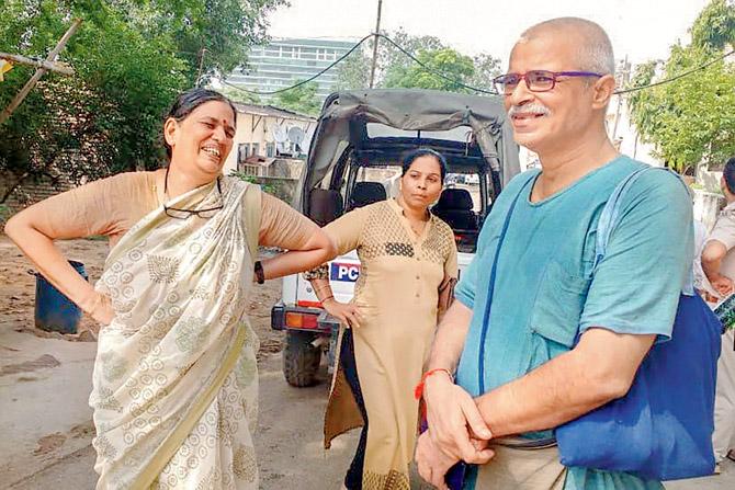 Sudha Bharadwaj after she was detained by the Pune police in Faridabad, in connection with the Bhima Koregaon violence. Pics/PTI