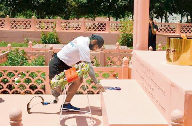 Major D P Singh at the Drass memorial for Kargil martyrs