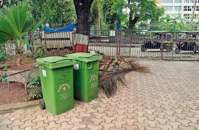 Waste bins have been set up at the garden