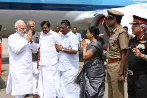 PM Narendra Modi pays homage to M Karunanidhi