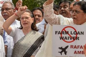 Sonia Gandhi leads Congress protests against Rafale deal