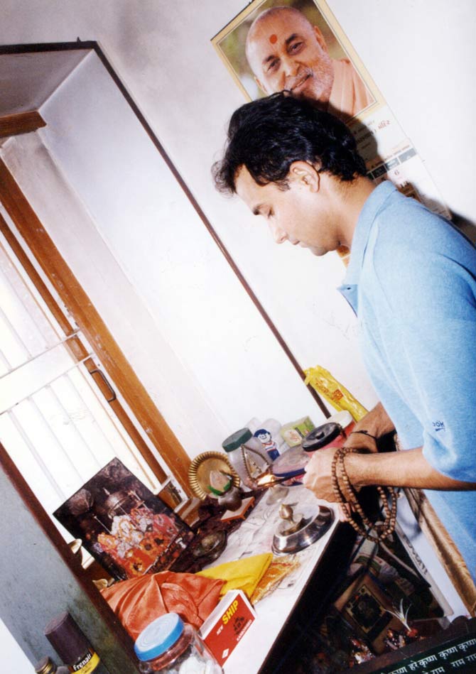 When Nayan Mongia first toured England in 1990, he impressed legendary English keeper Alan Knott, who claimed Mongia was a natural. Having spent many years as India's second wicketkeeper to Kiran More, Mongia got his breaktrhough int the team in the mid-1990s and was the number one choice as wicket-keeper for many years. In pic: Nayan Mongia praying at his house