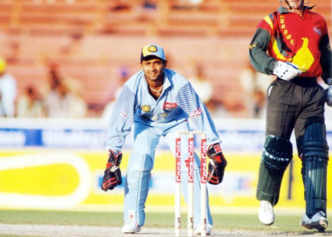 In pic: Nayan Mongia in action behind the stumps during a match between India and Zimbabwe