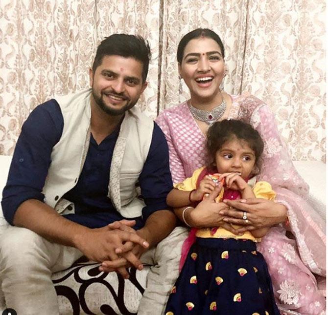 Priyanka Raina posted this picture of herself with husband Suresh Raina and daughter Gracia during Diwali celebrations a few years ago.