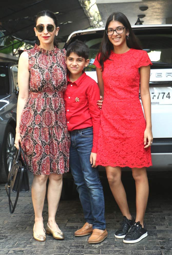 Karisma Kapoor was seen with children Kiaan Raj Kapoor and Sameira Kapoor. In one of the pictures, she is seen posing with daddy Randhir Kapoor. While the other two photos had the entire Kapoor family and cousins.