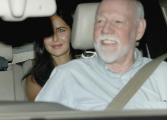 Katrina Kaif attended Salman Khan's Christmas bash with her father. Kat will be again seen with Salman Khan in the upcoming film Bharat.