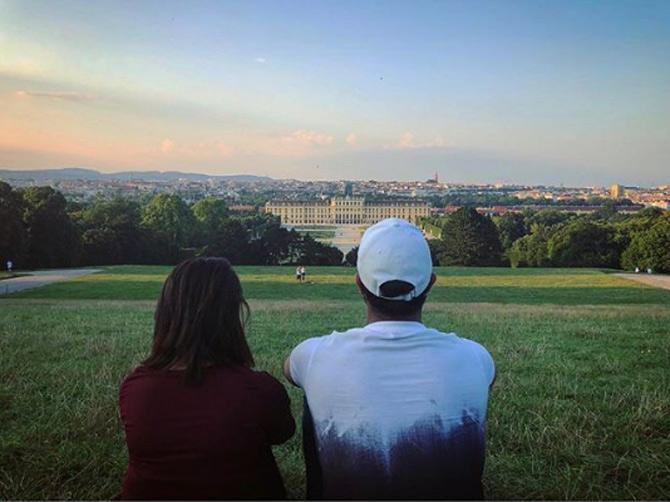Mayank Agarwal shared this picture of himself and wife Ashita Sood looking at a beautiful view, he wrote, 'Traveling it leaves you speechless , then turns you into a story teller#ashkaromayank #traveldiaries #explorer #exploreeurope #vienna #tickingoffthebucketlist #travelphotography'