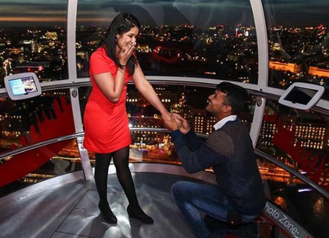 In the next game, Agarwal became only the second Indian openings batsman after Virender Sehwag to score consecutive Test hundreds against South Africa. In pic: Mayank Agarwal posted this picture of his proposal to wife Ashita Sood, on top of the London Eye, he wrote, 'And She said YES !!! @aashitasood09 Cannot describe this feeling in words. Etched in our memory forever, Ps: The best thing you can be is unpredictable #londoneye #proposal #londoneyeproposal #surprisesurprise #UK #topoftheworld #happiness #livingforsuchmoments #couplegoals'