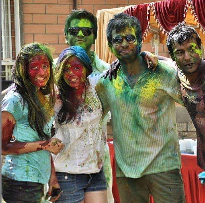 Mayank Agarwal was bagged by the Kings XI Punjab in the 2018 IPL auctions for Rs. 1 crore. In pic: Mayank Agarwal seen here celebrating Holi with his friends. Can you take a pick as to which one of these is Mayank Agarwal?